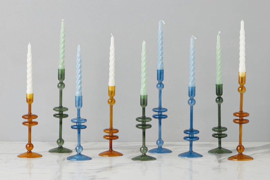 Glass Candlestick, Small, Emerald