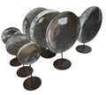 Round Metal Reflectors on Iron Stands
