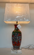 Custom Orange Chinoiserie Table Lamp