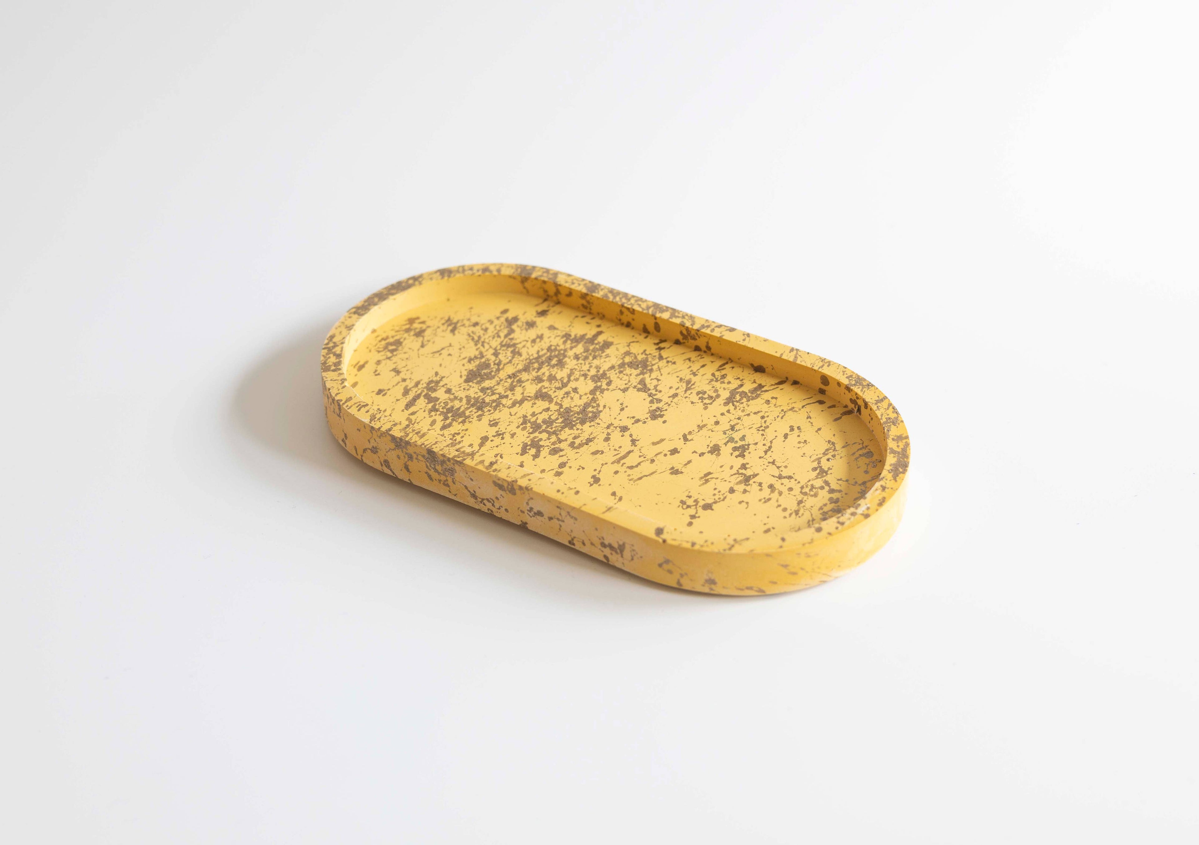 Concrete Candle Tray – Yellow w/ Gold