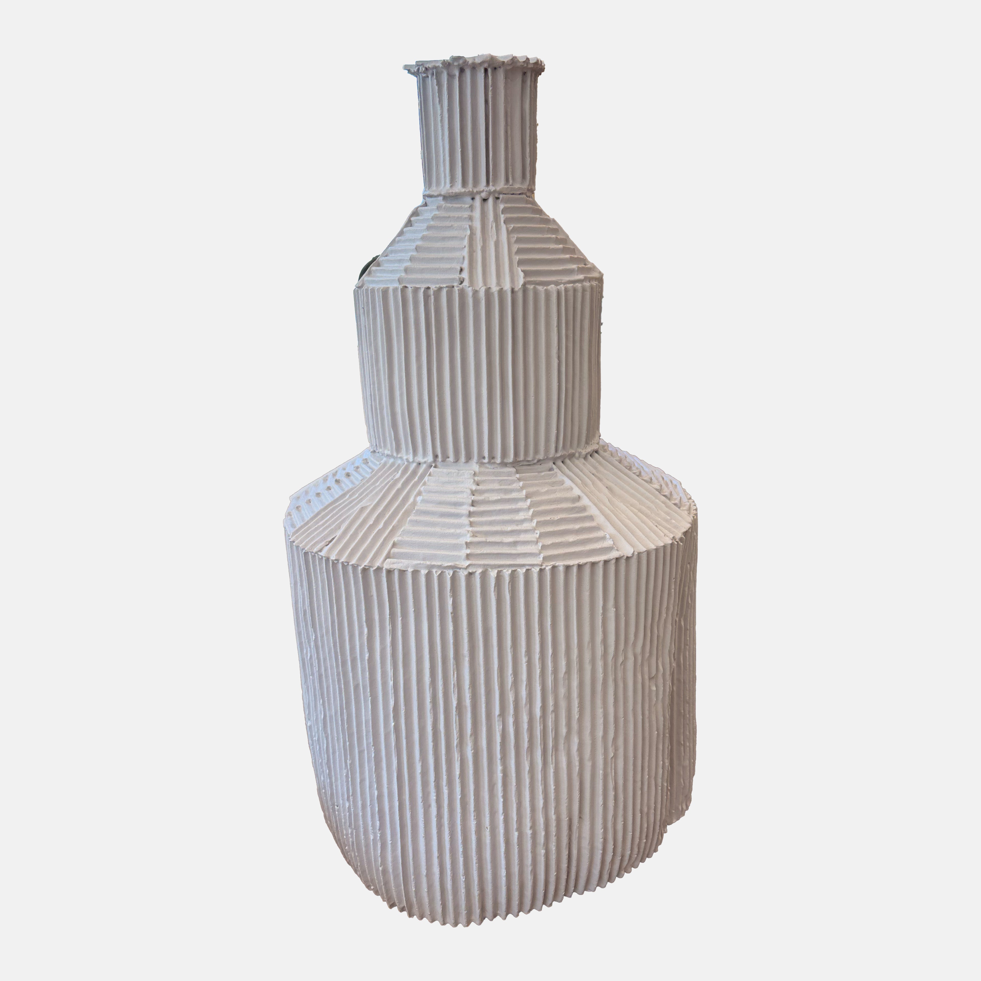 Italian Ceramic Sculptural White Bottle