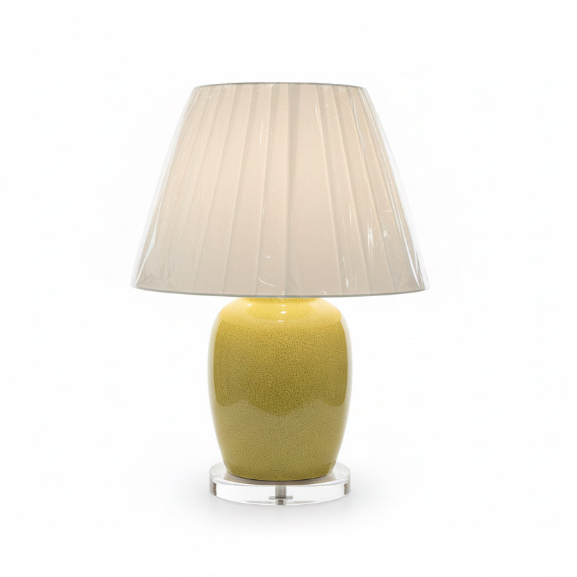 Custom Lamp - Yellow Crackle Chinoiserie Vase Lamp