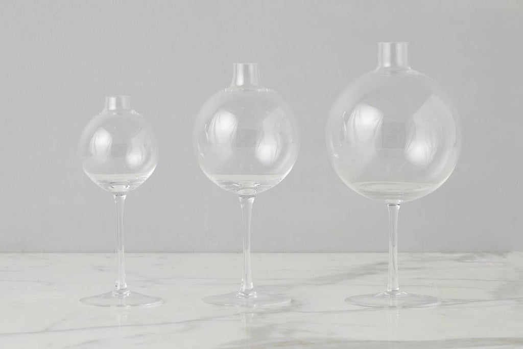 Clear Wine Glass Shaped Flower Vase, Medium