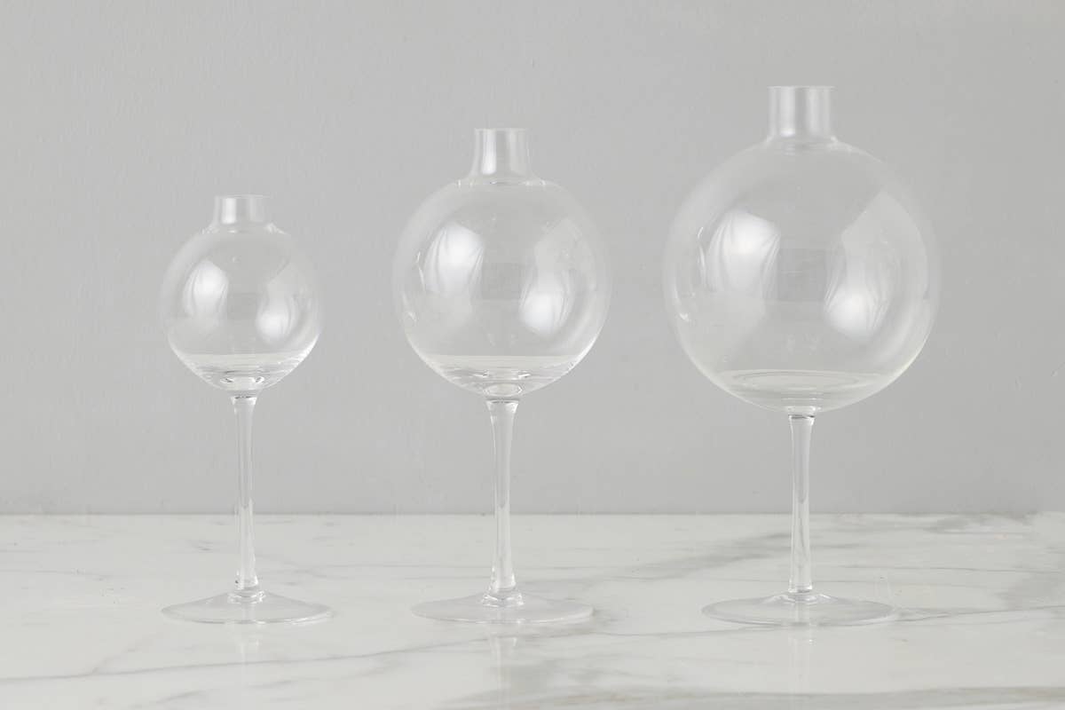 Clear Wine Glass Shaped Flower Vase, Medium