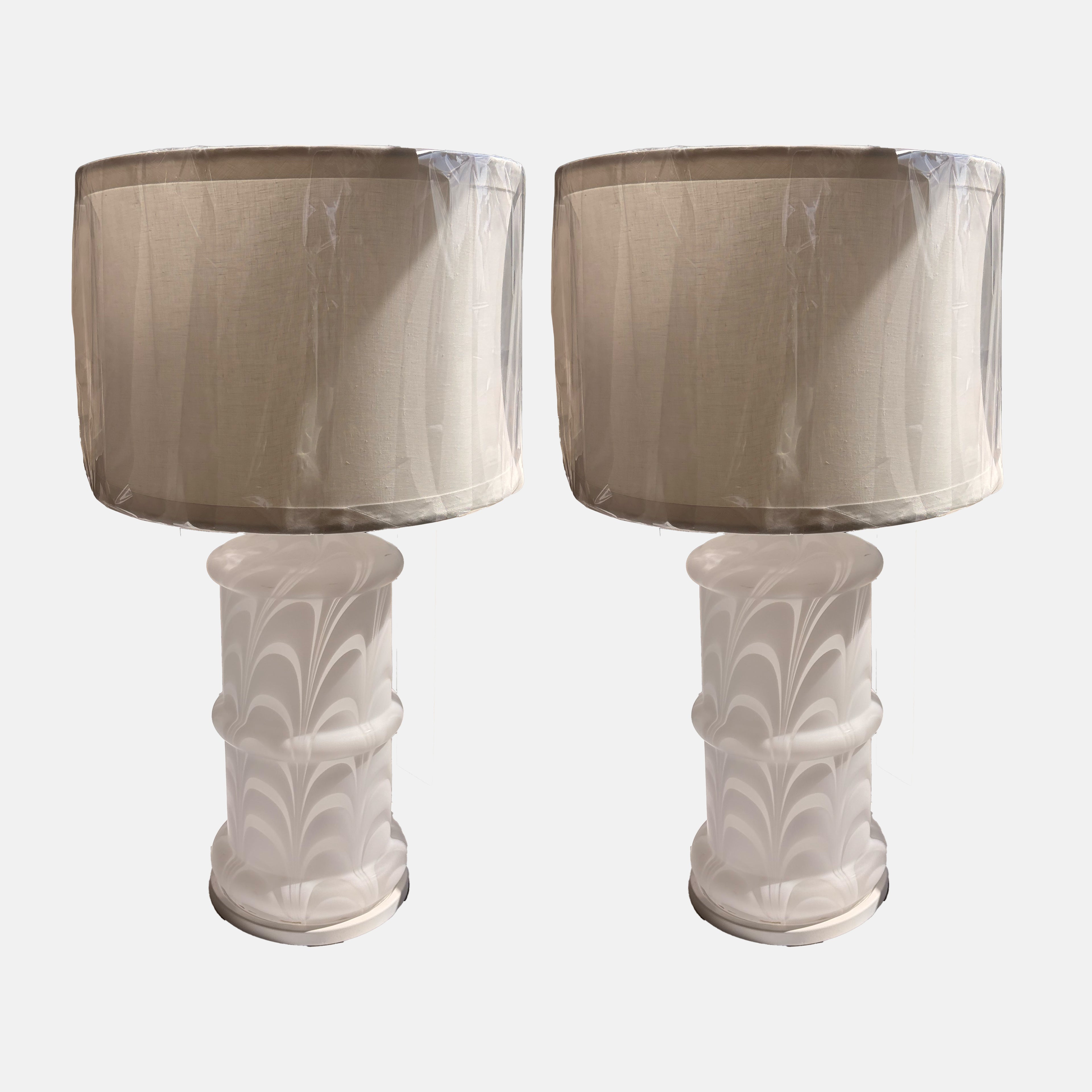 Monumental Murano Glass Lamps - Pair