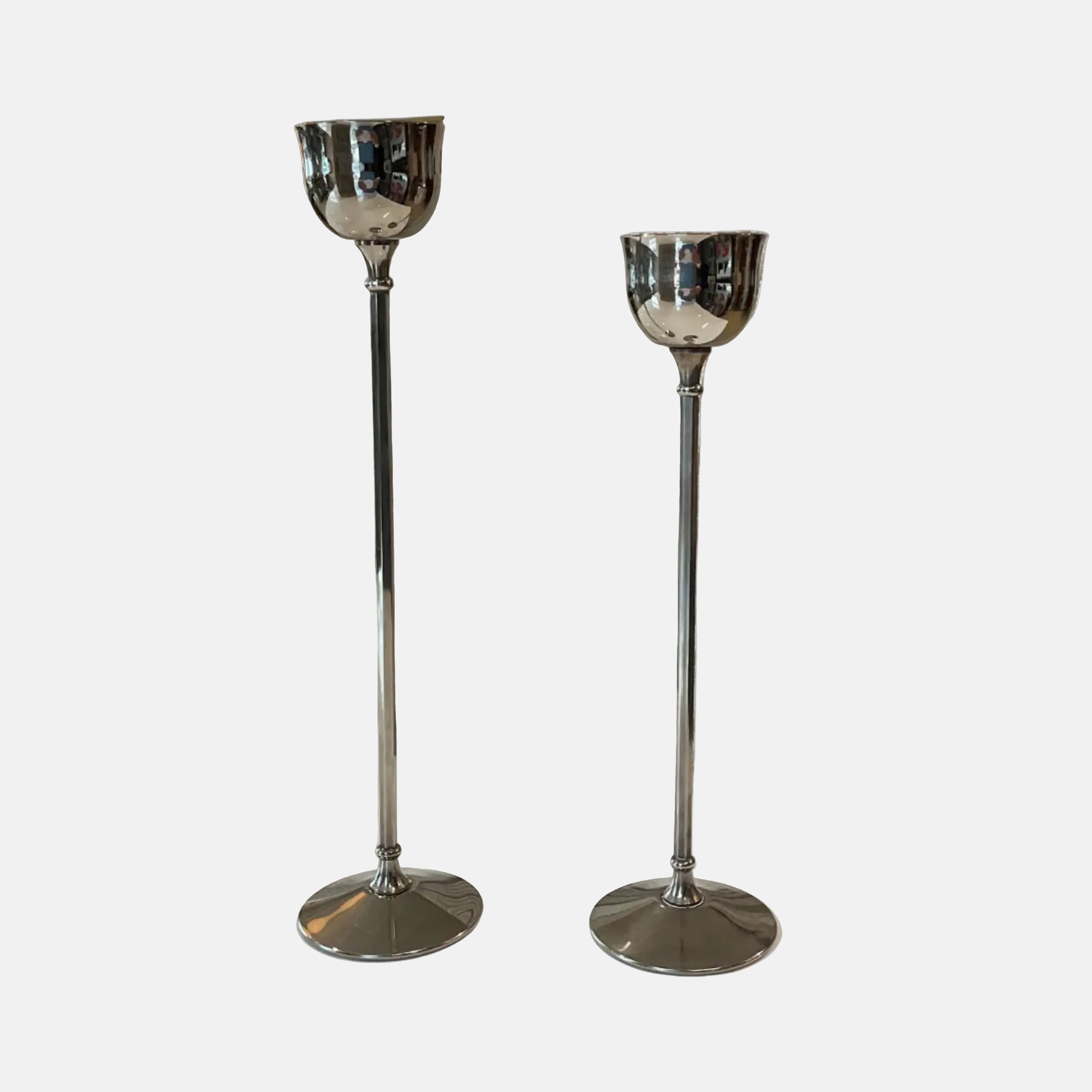 Vintage Italian Silver Plated Tulip Candle Holders - Pair