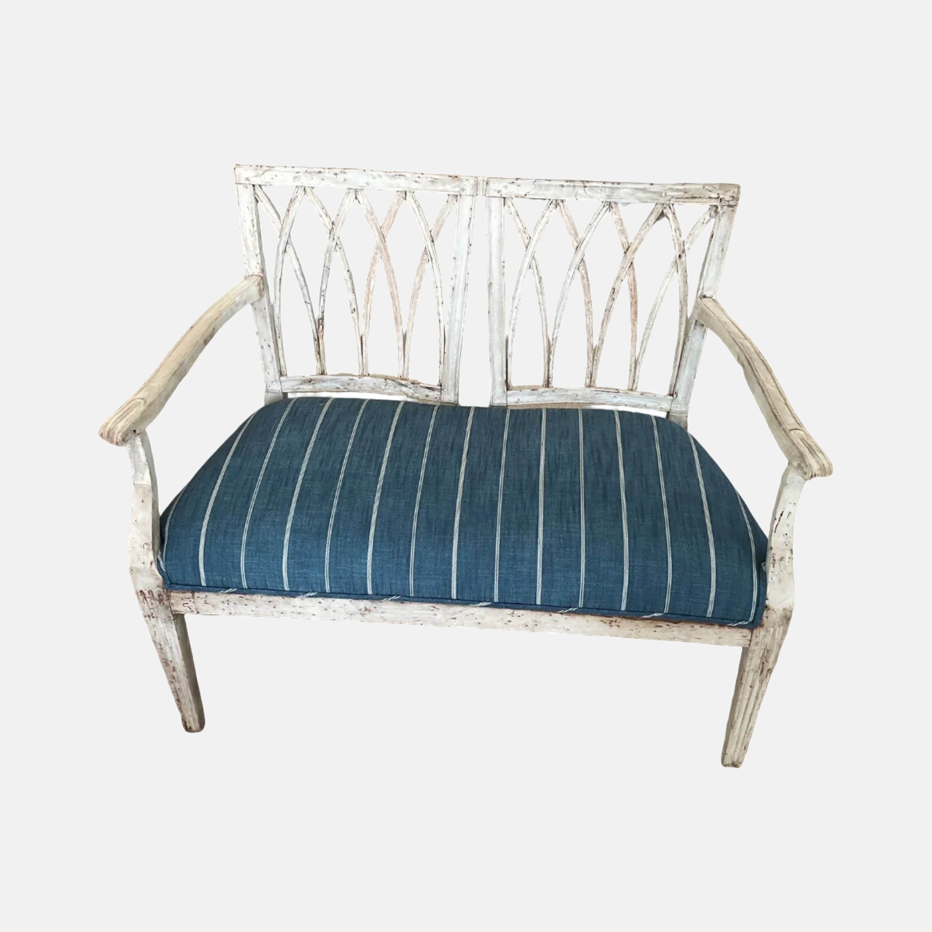Petite 19th Century Italian Settee with Custom Upholstery