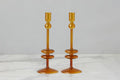 Glass Candlestick, Medium, Amber Orange