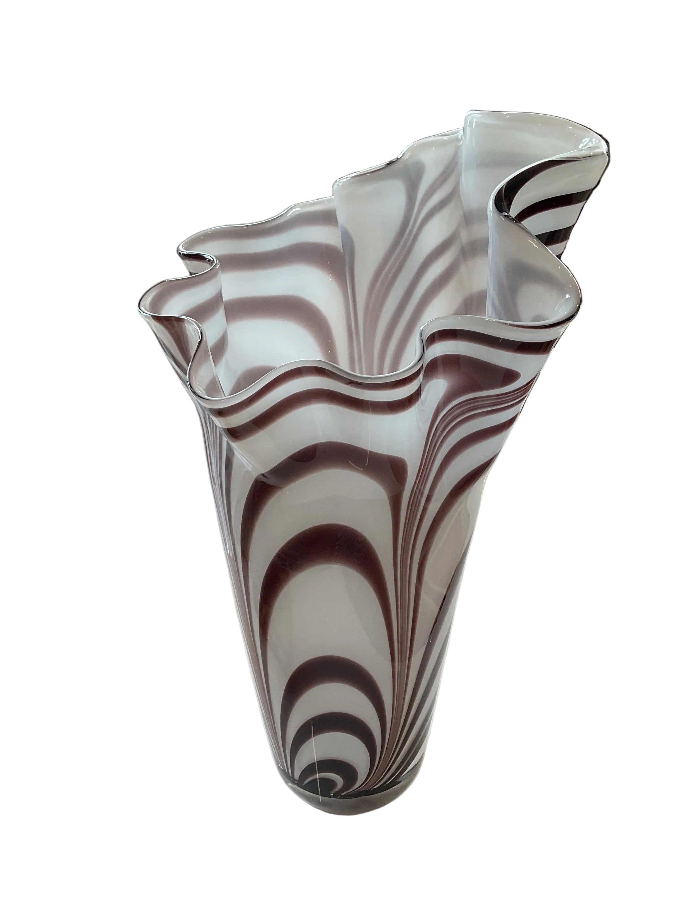 Murano Glass Vase - Brown and White