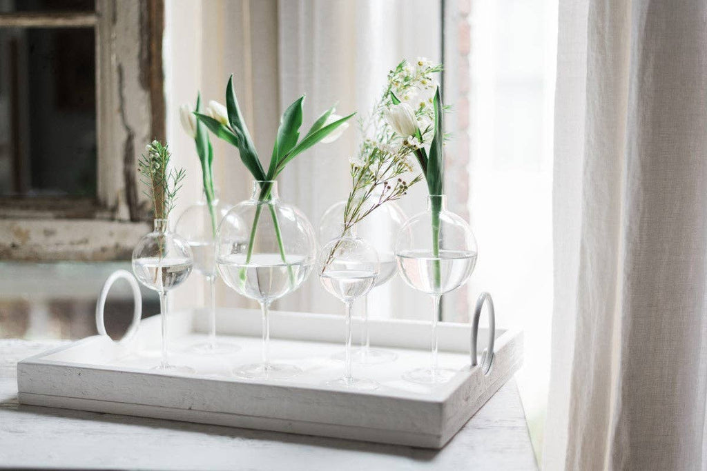 Clear Wine Glass Shaped Flower Vase, Medium