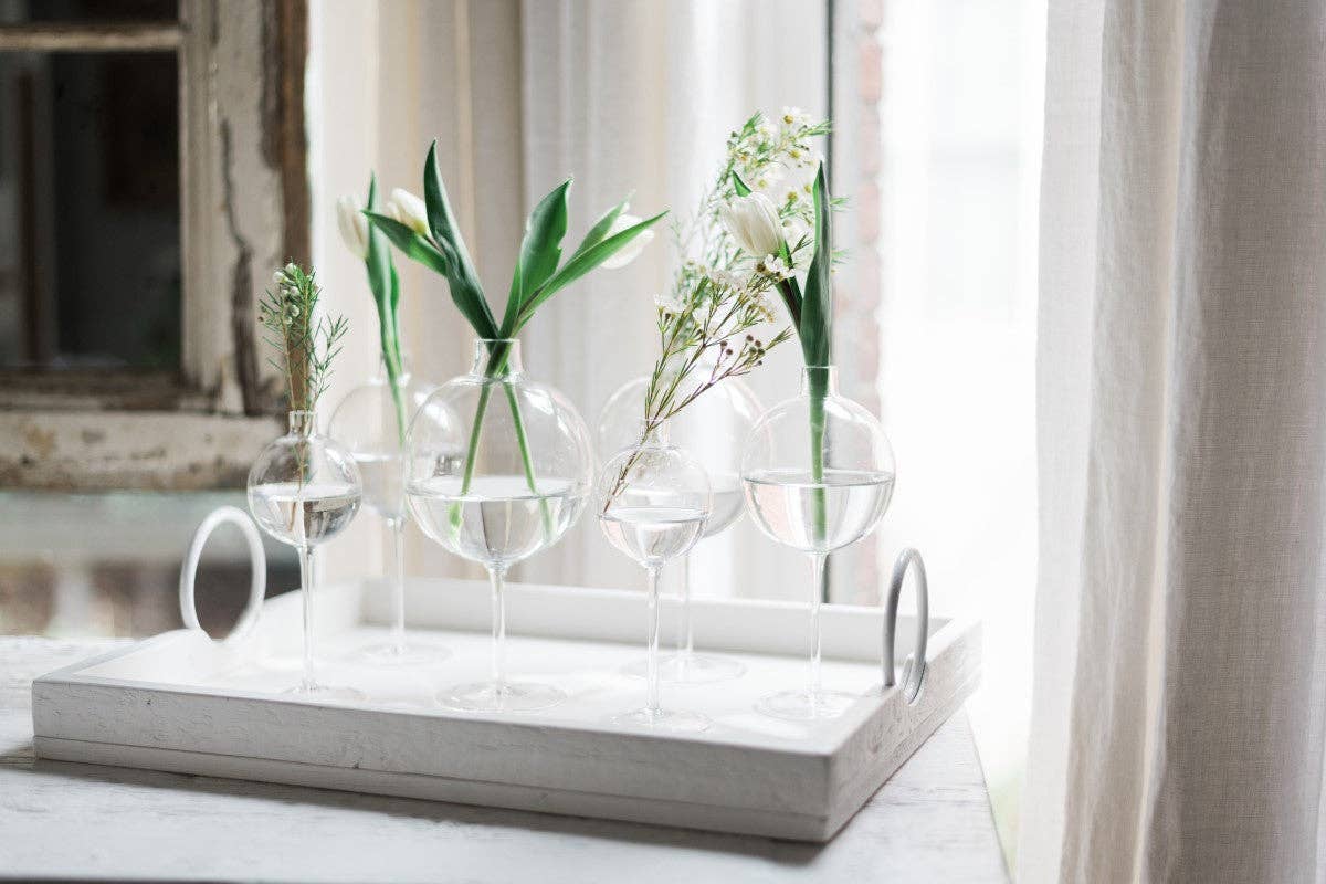 Clear Wine Glass Shaped Flower Vase, Medium