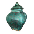 Speckled Green Double Handle Square Lid Jar