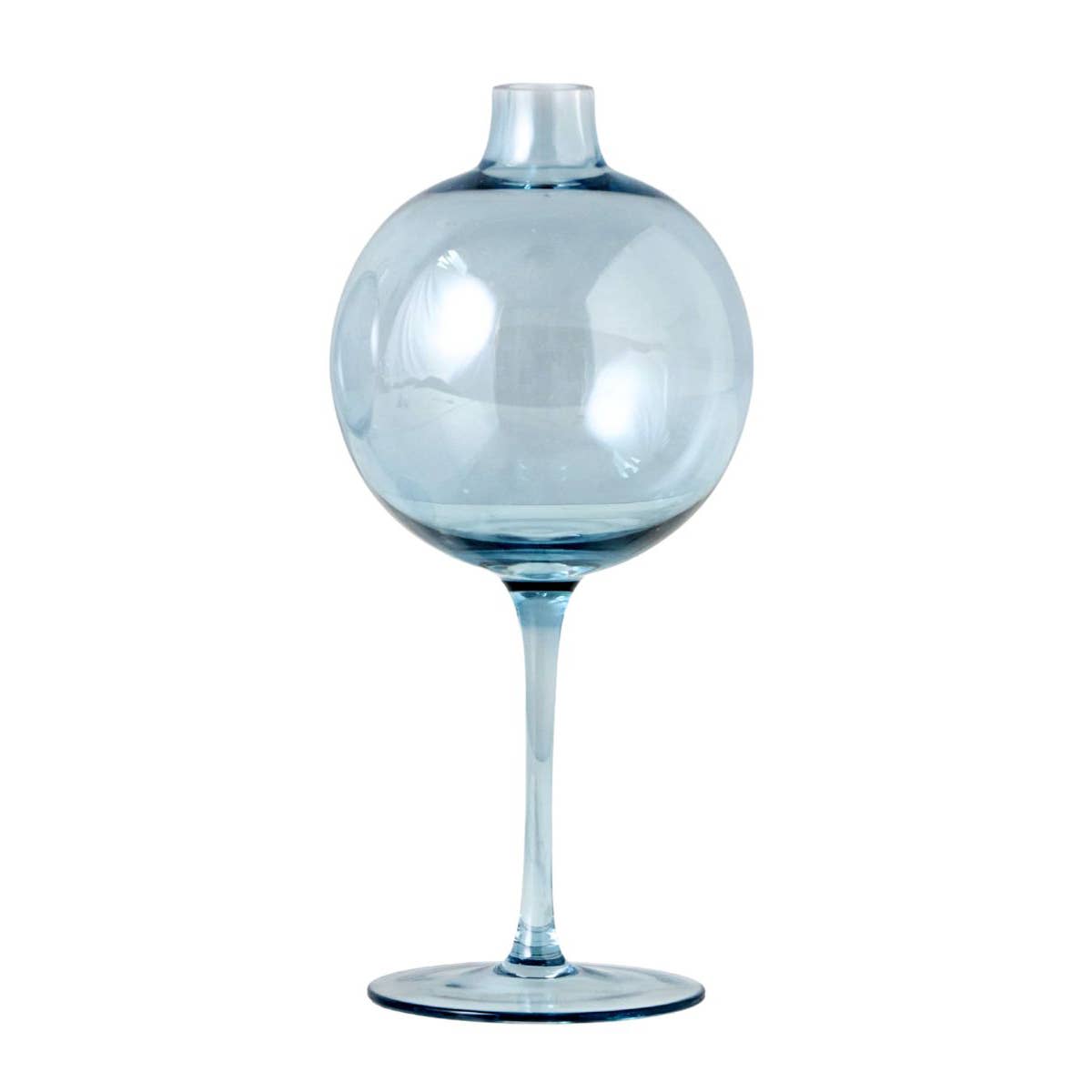 Denim Blue Wine Glass Shaped Flower Vase, Medium