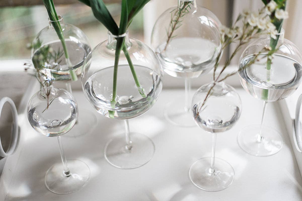 Clear Wine Glass Shaped Flower Vase, Large