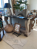 Bleached Wood Paw Console with Honed Black Marble