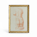 Antique Framed Orange Nude Sketch