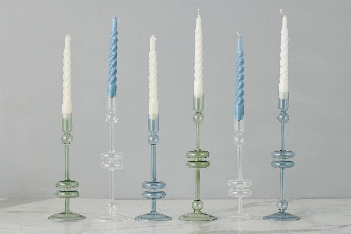 Glass Candlestick, Large, Clear