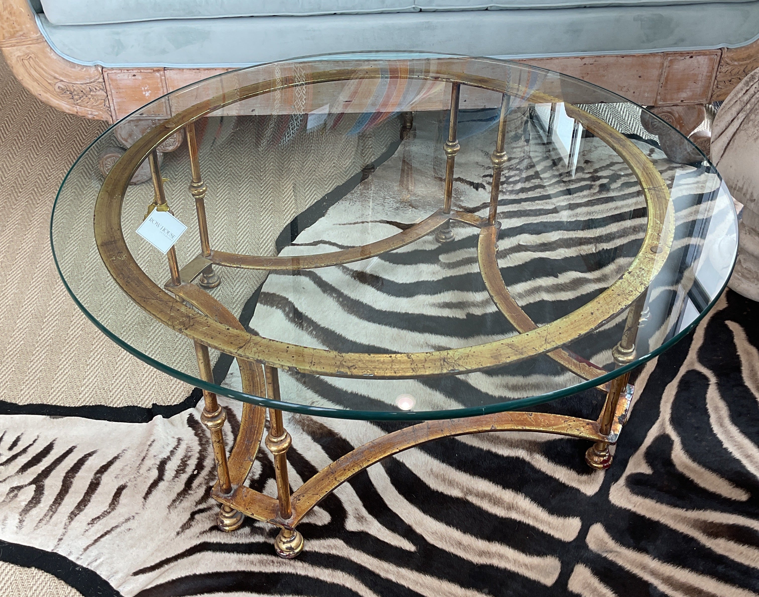 Vintage Round Glass Metal Coffee Table