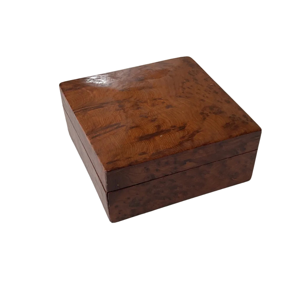 Small Square Vintage Burl Wood Box