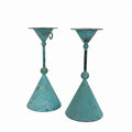 Pair of mid-century modern Verdigris candle holders