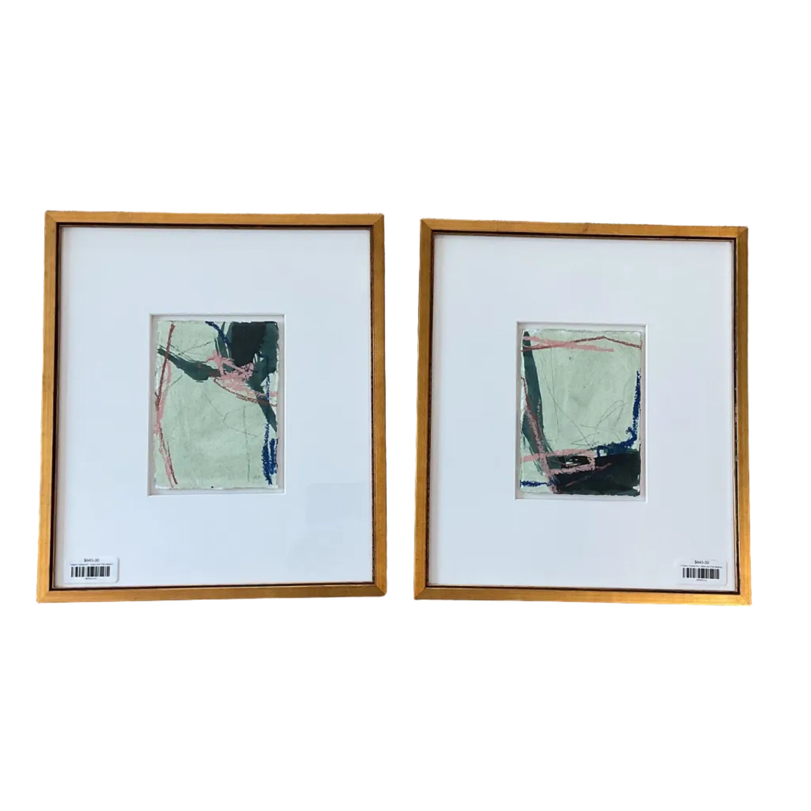 Custom Framed Art - Green and Pink Abstract