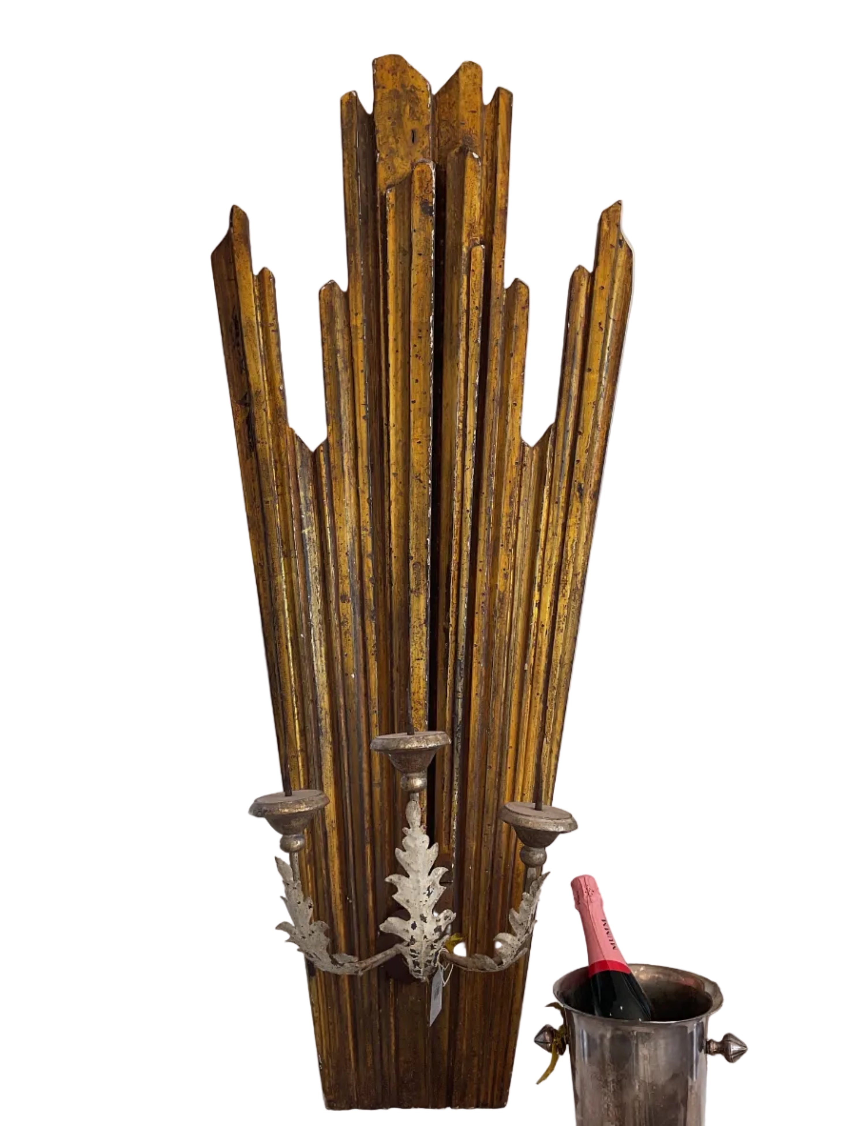 Large Italian Gilt Starburst Sconce