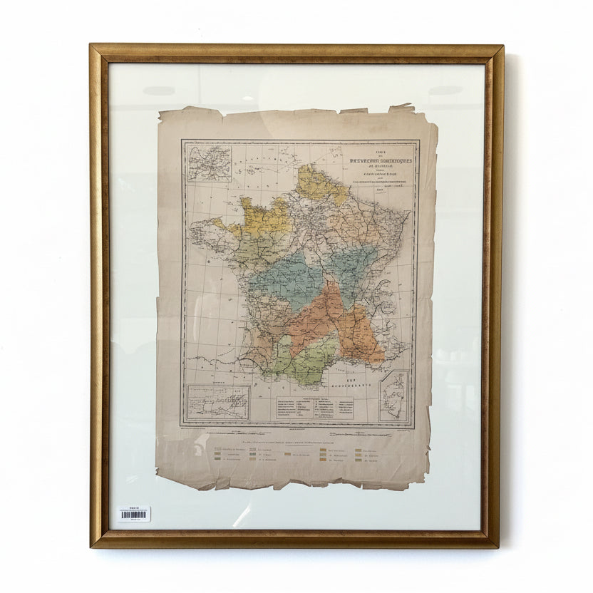 Custom Framed Antique Map of France from the 1700's