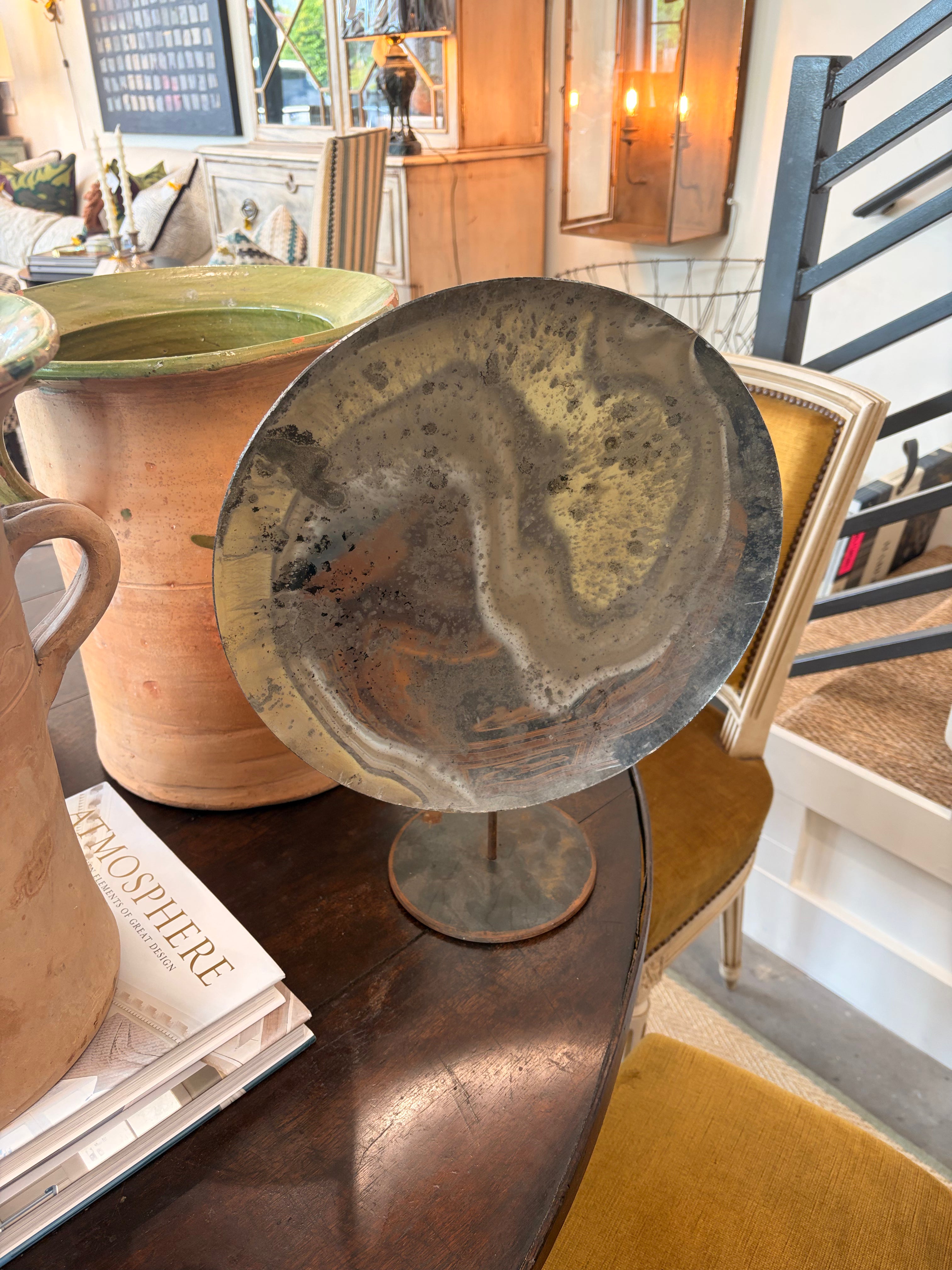 Round Metal Reflectors on Iron Stands
