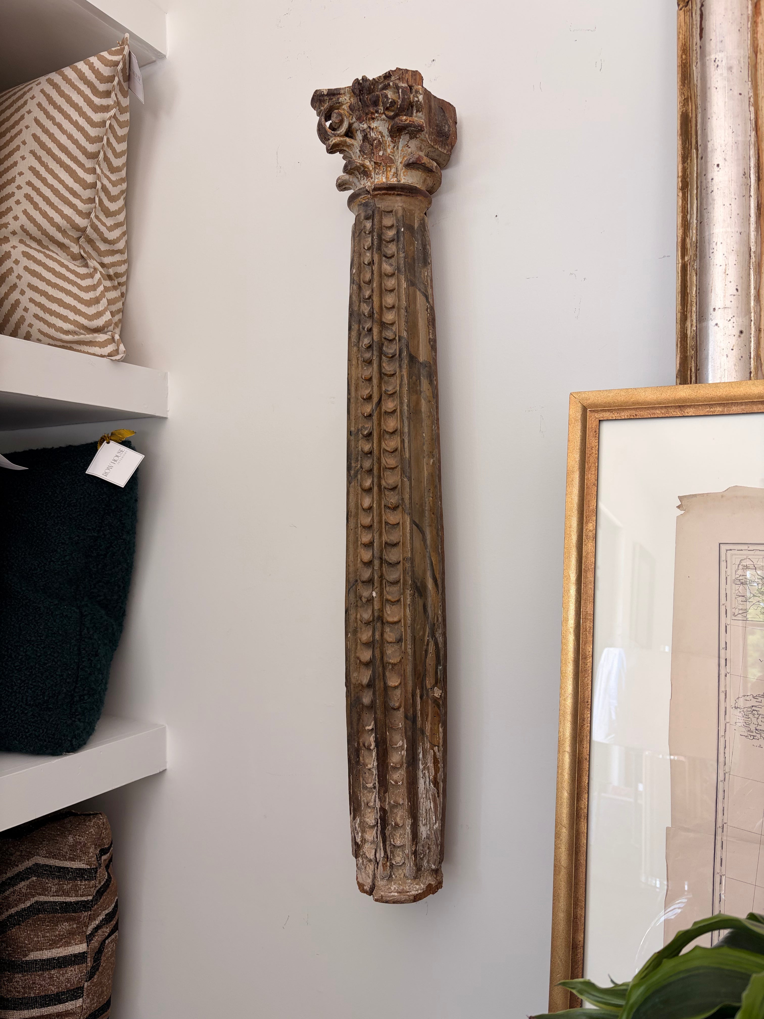 Gilded Wood Column Fragment