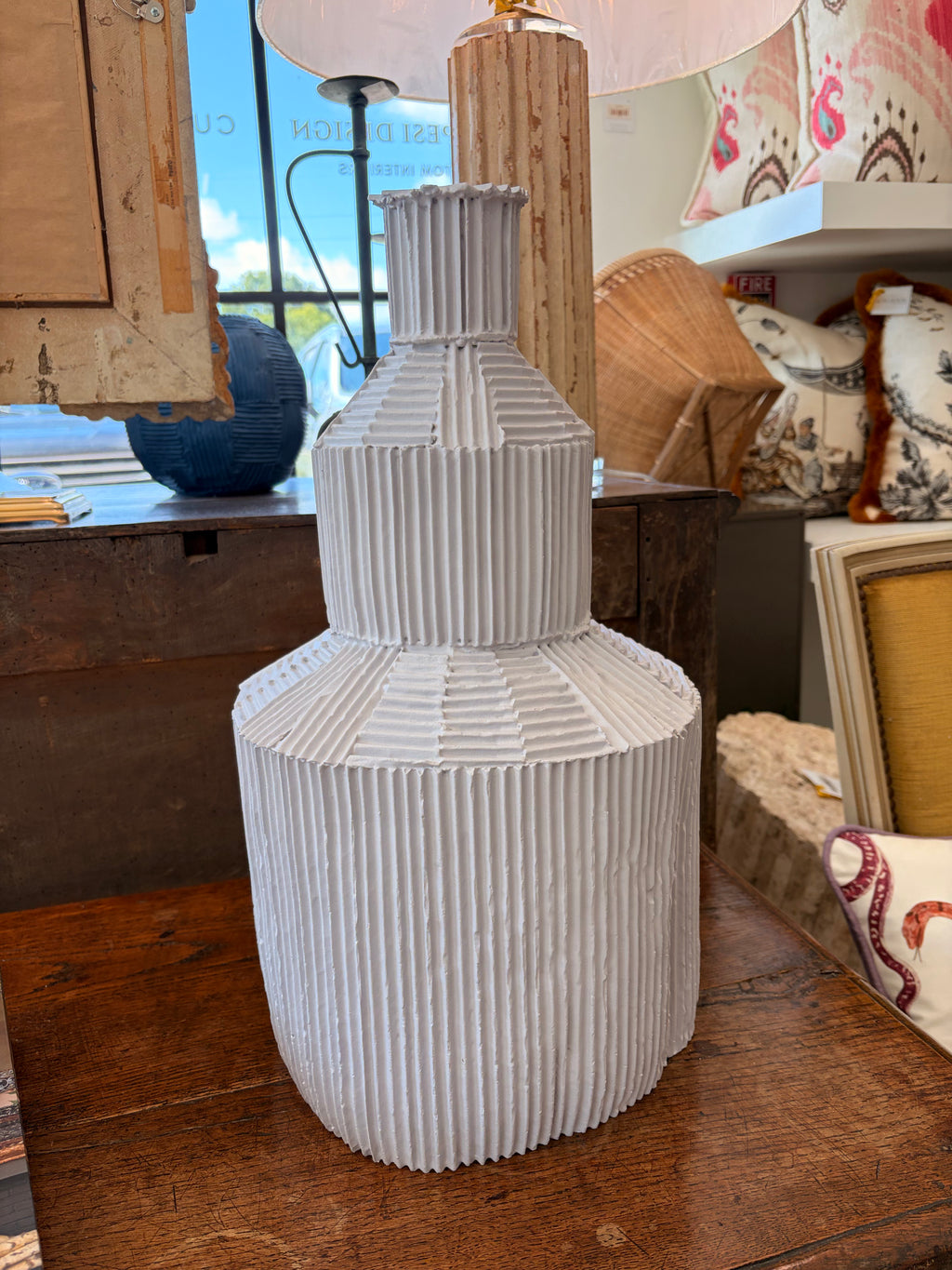Italian Ceramic Sculptural White Bottle