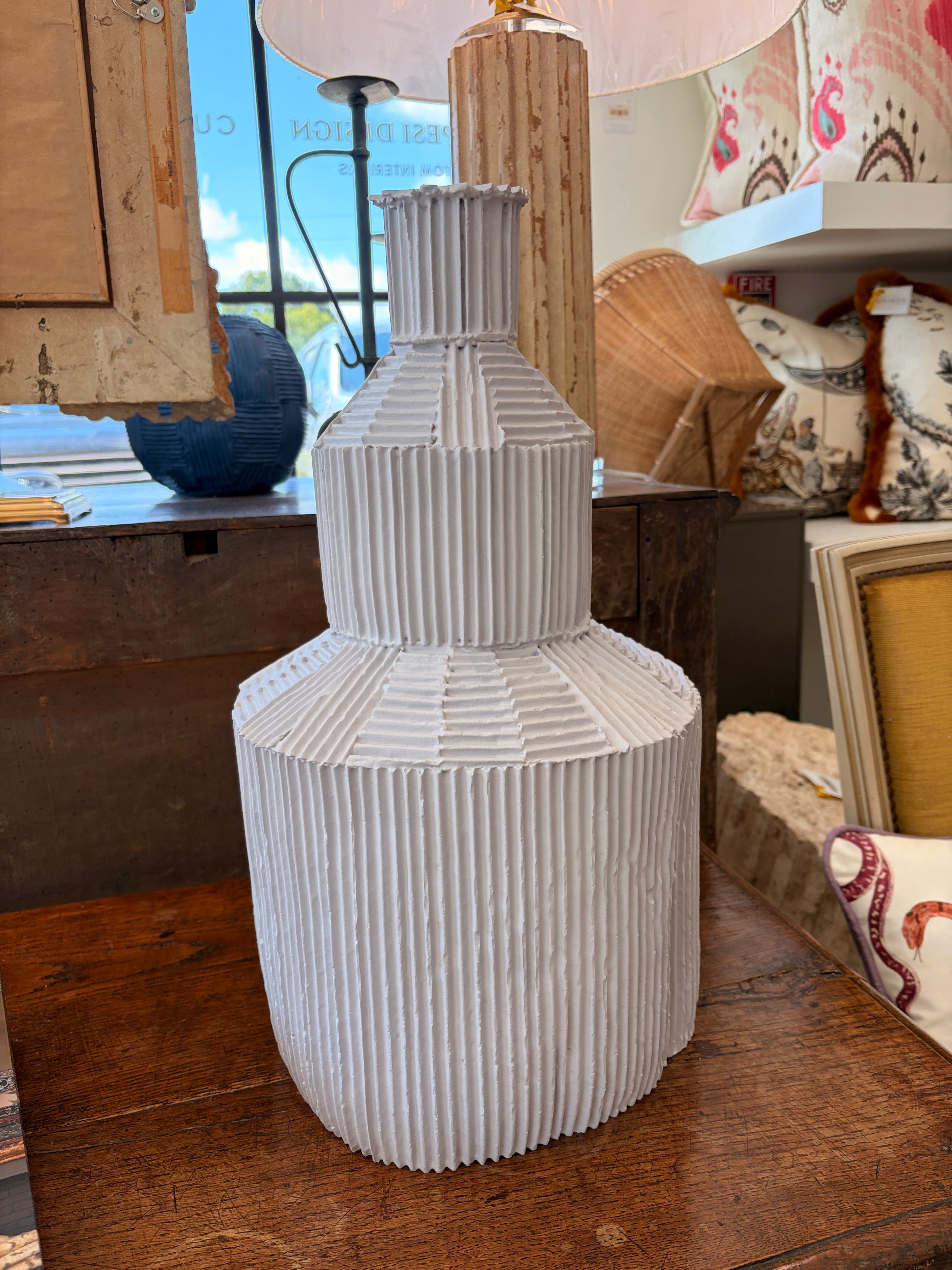 Italian Ceramic Sculptural White Bottle
