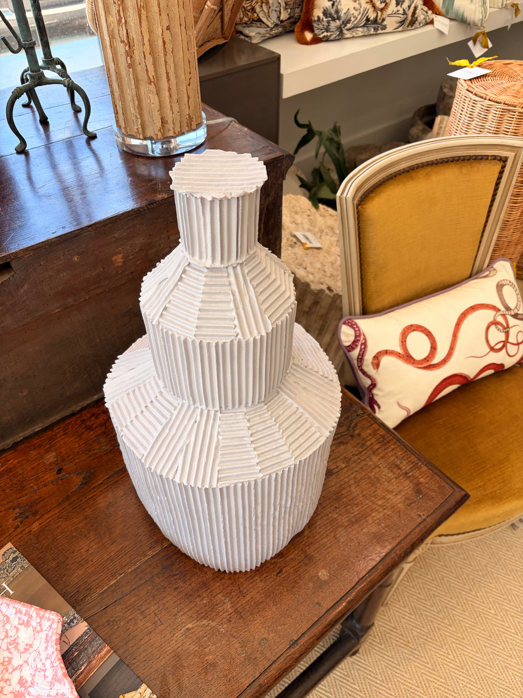 Italian Ceramic Sculptural White Bottle