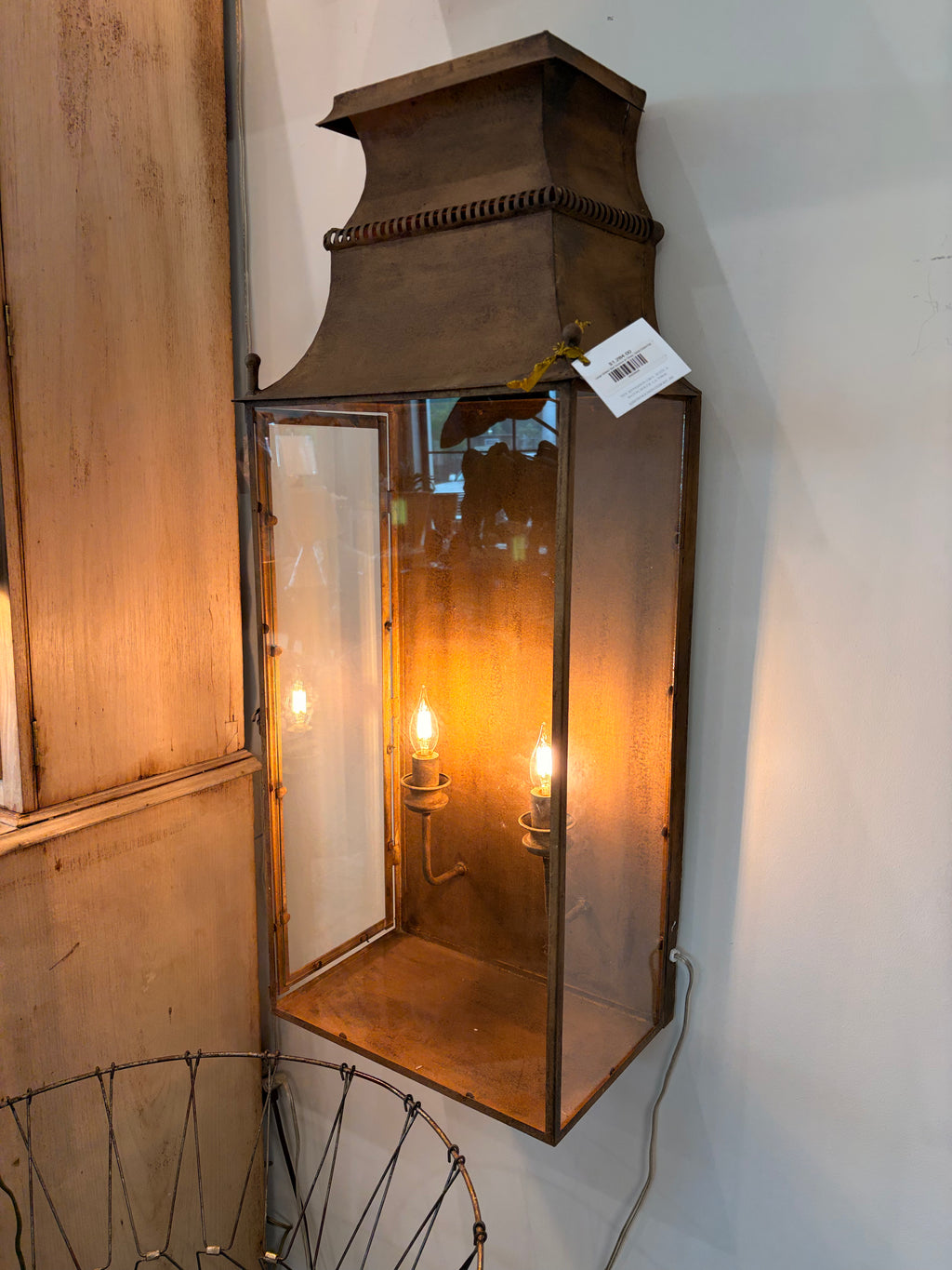 Large Gilded Wall Sconce w/ Glass