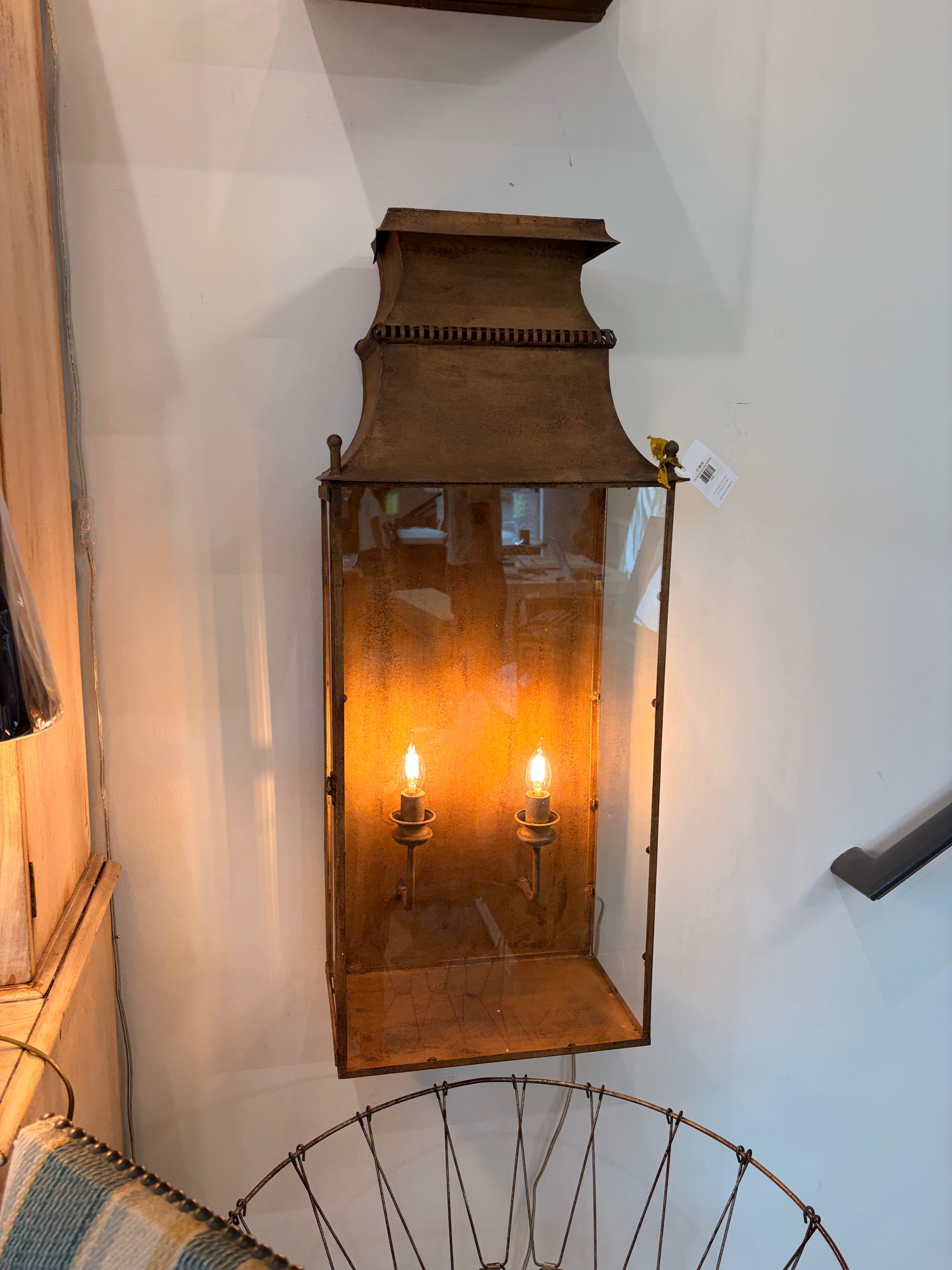 Large Gilded Wall Sconce w/ Glass