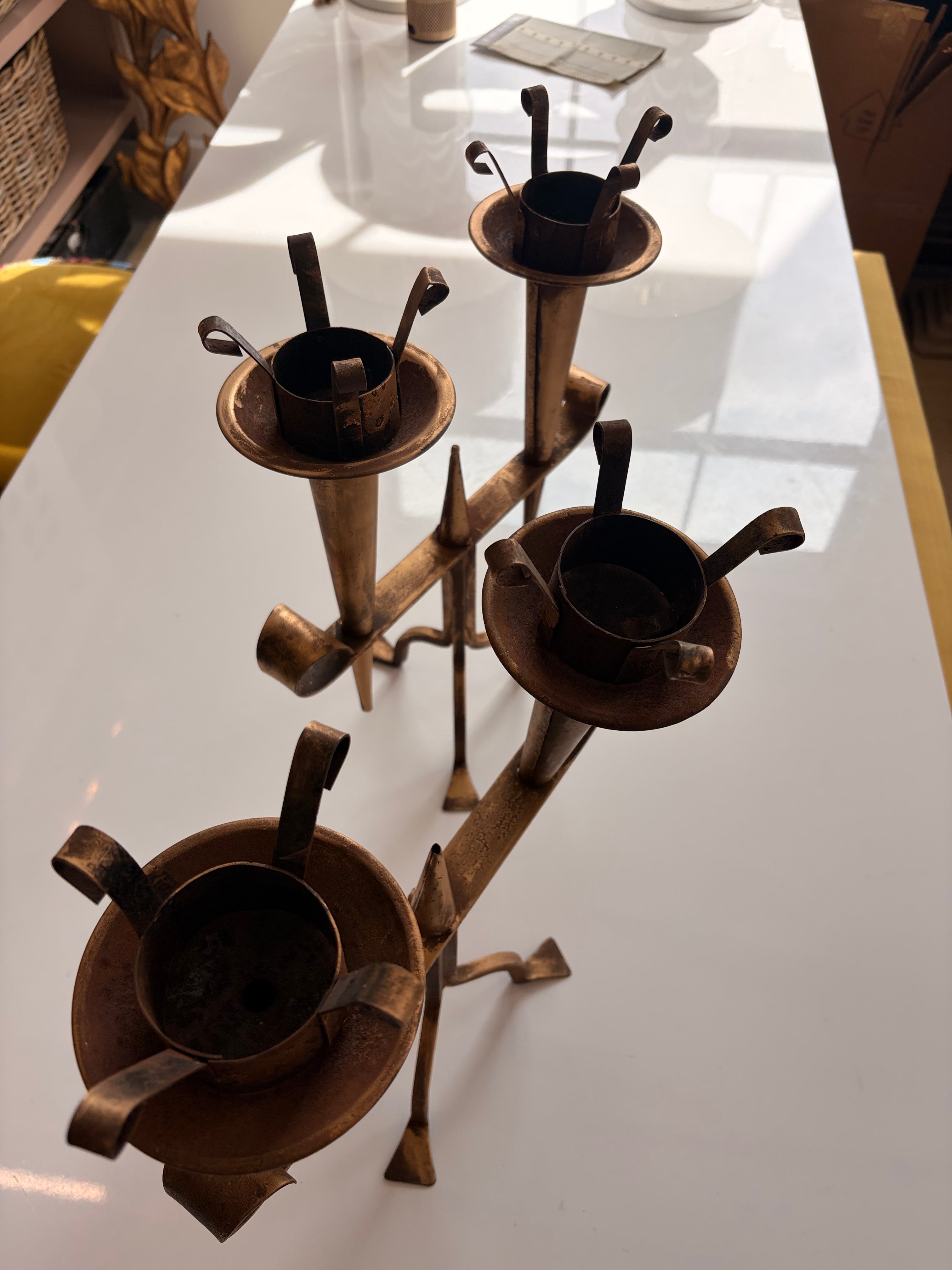 Large French Gilded Candlestick Holders - Pair