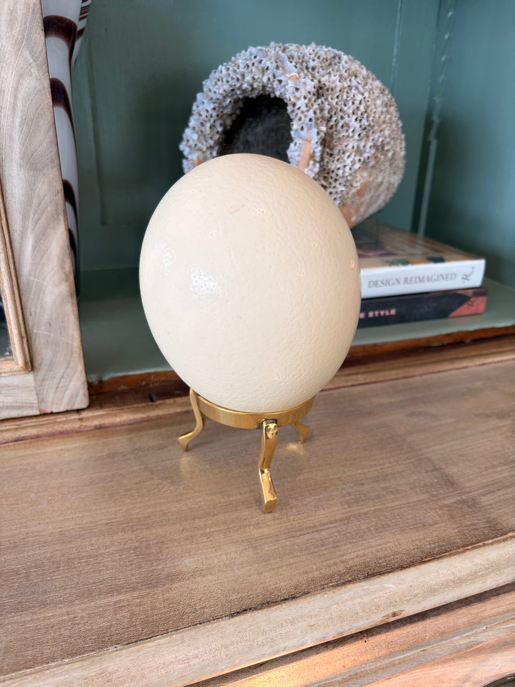 Ostrich Egg on Brass Stand