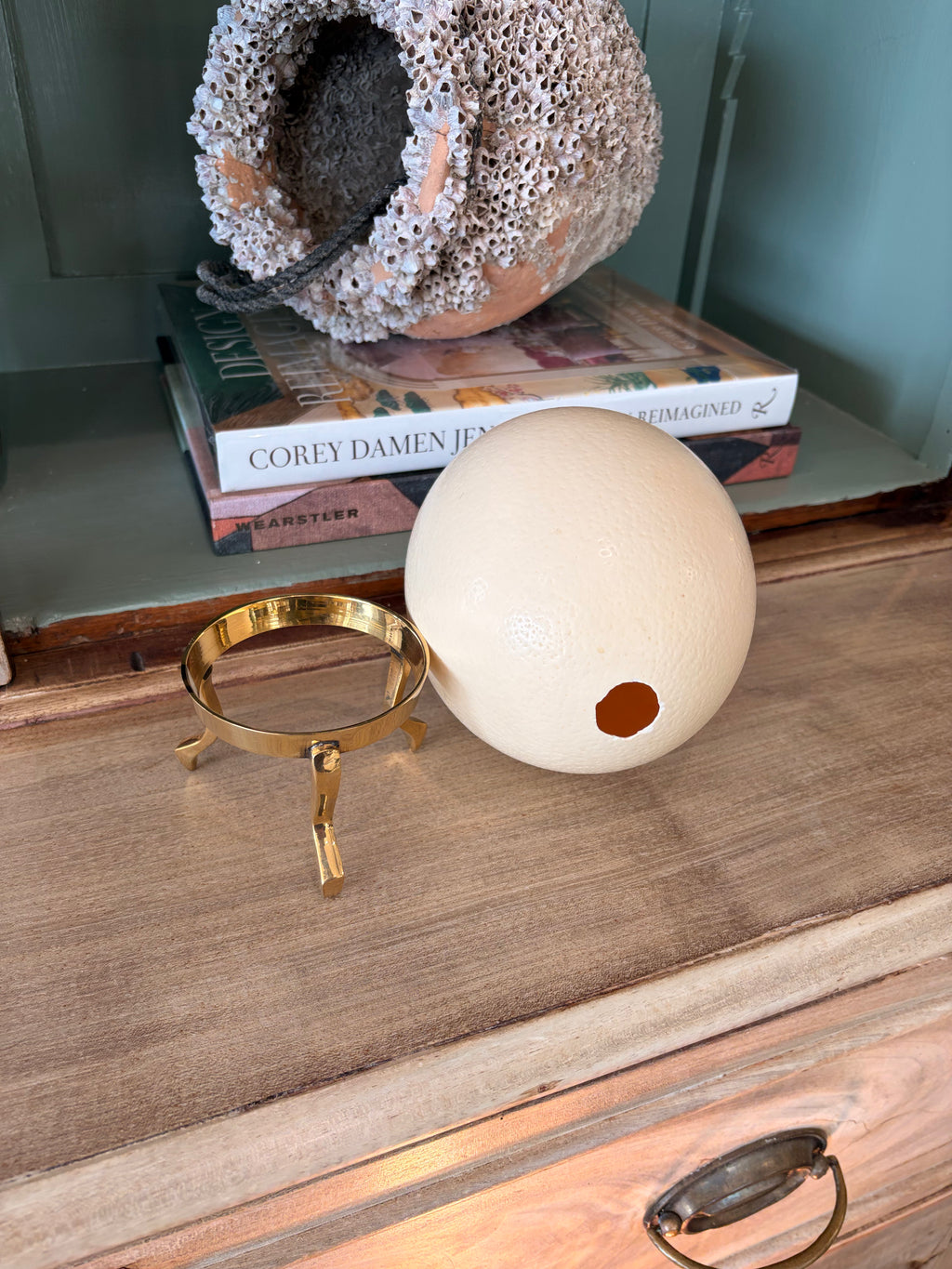 Ostrich Egg on Brass Stand