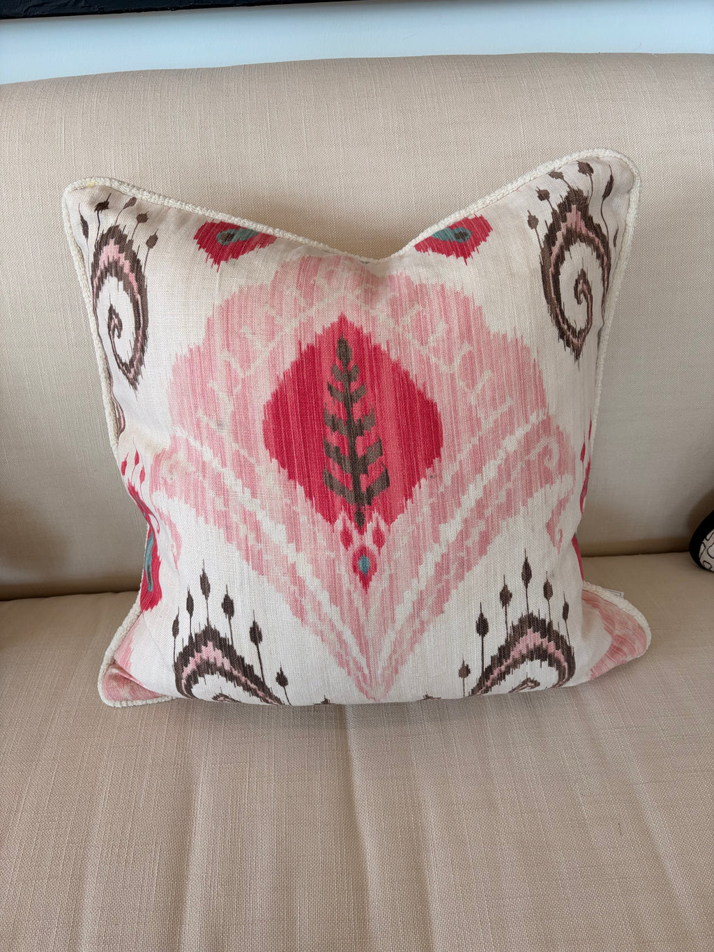 Pink Ikat Print Pillow