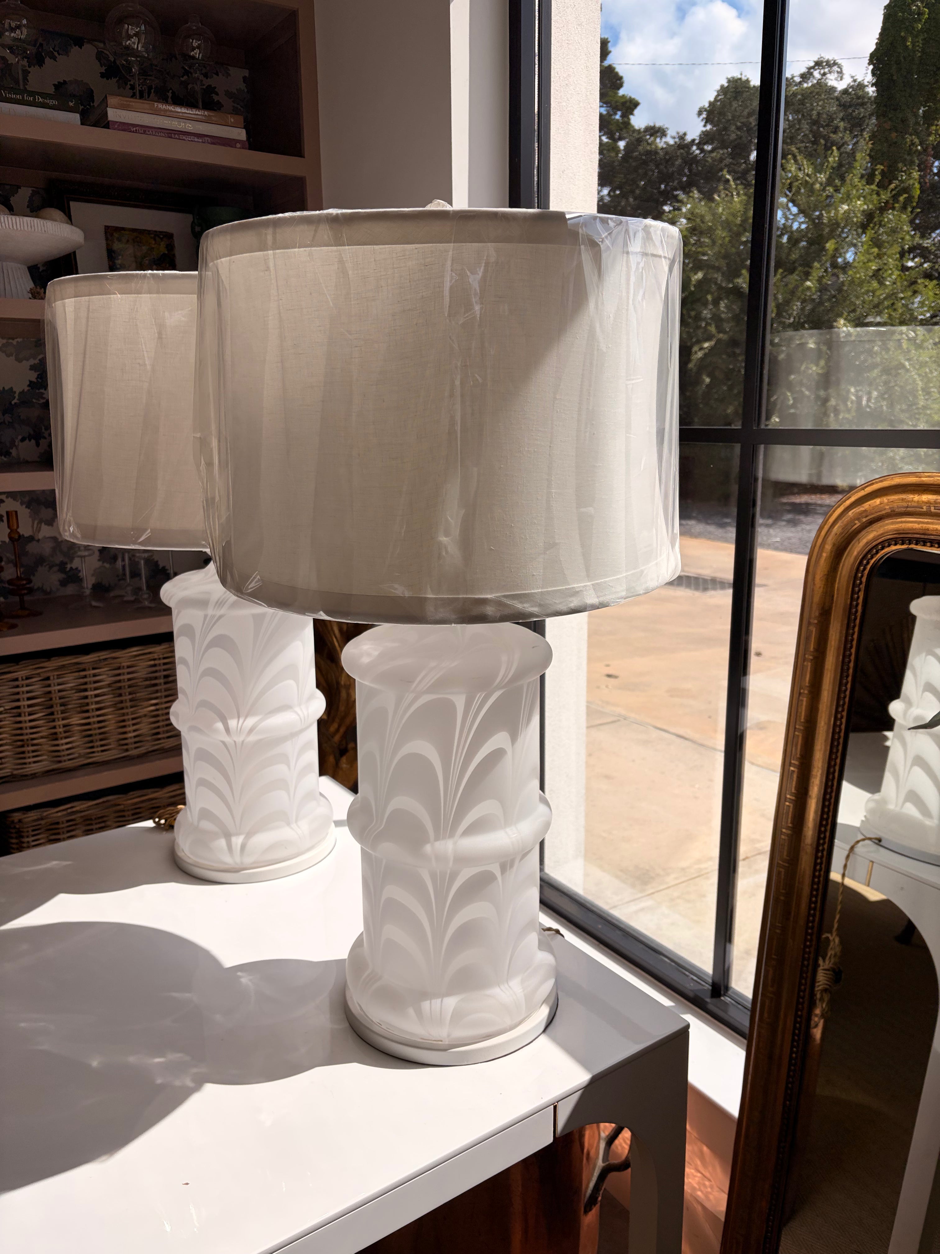 Monumental Murano Glass Lamps - Pair