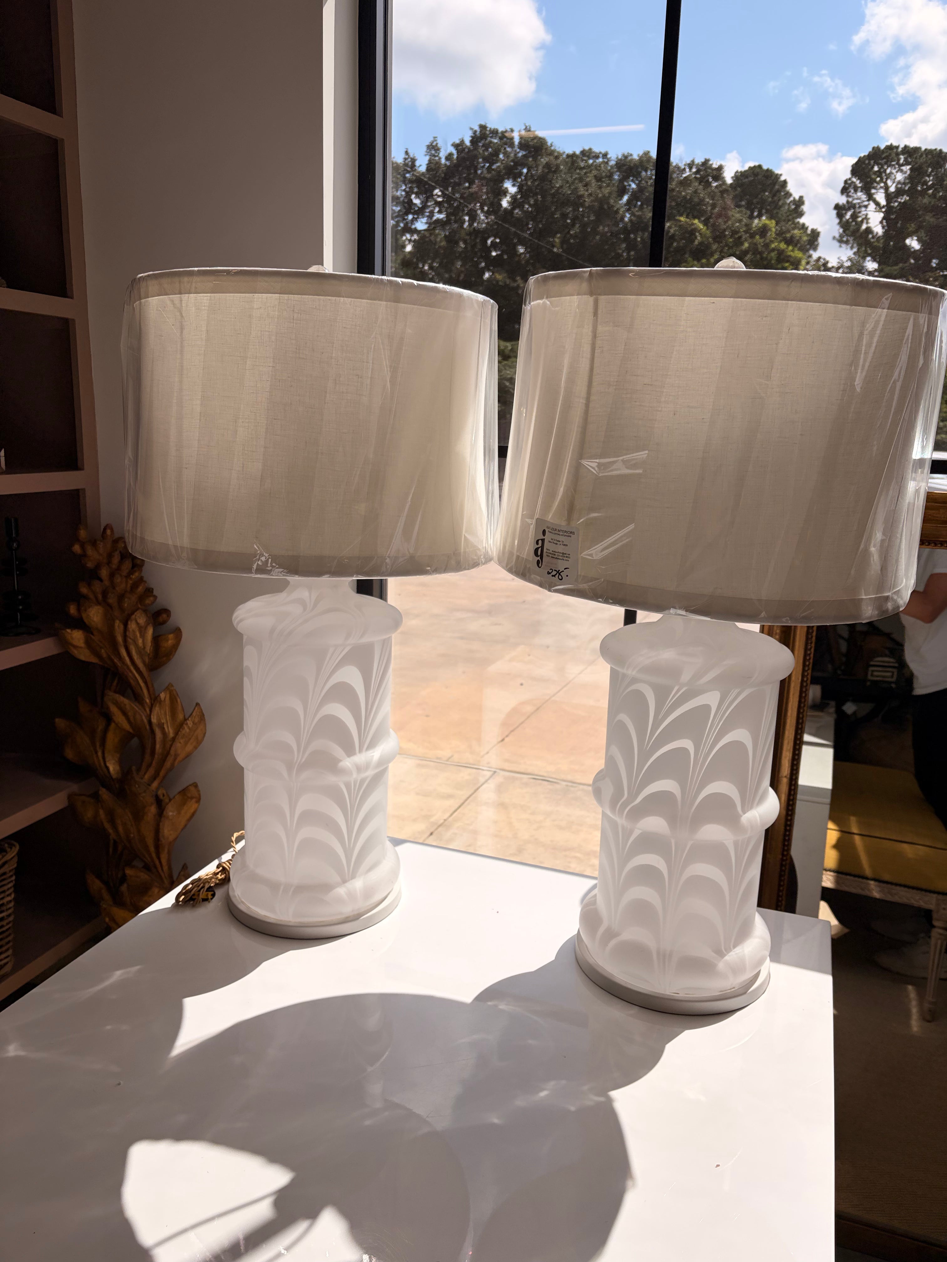 Monumental Murano Glass Lamps - Pair
