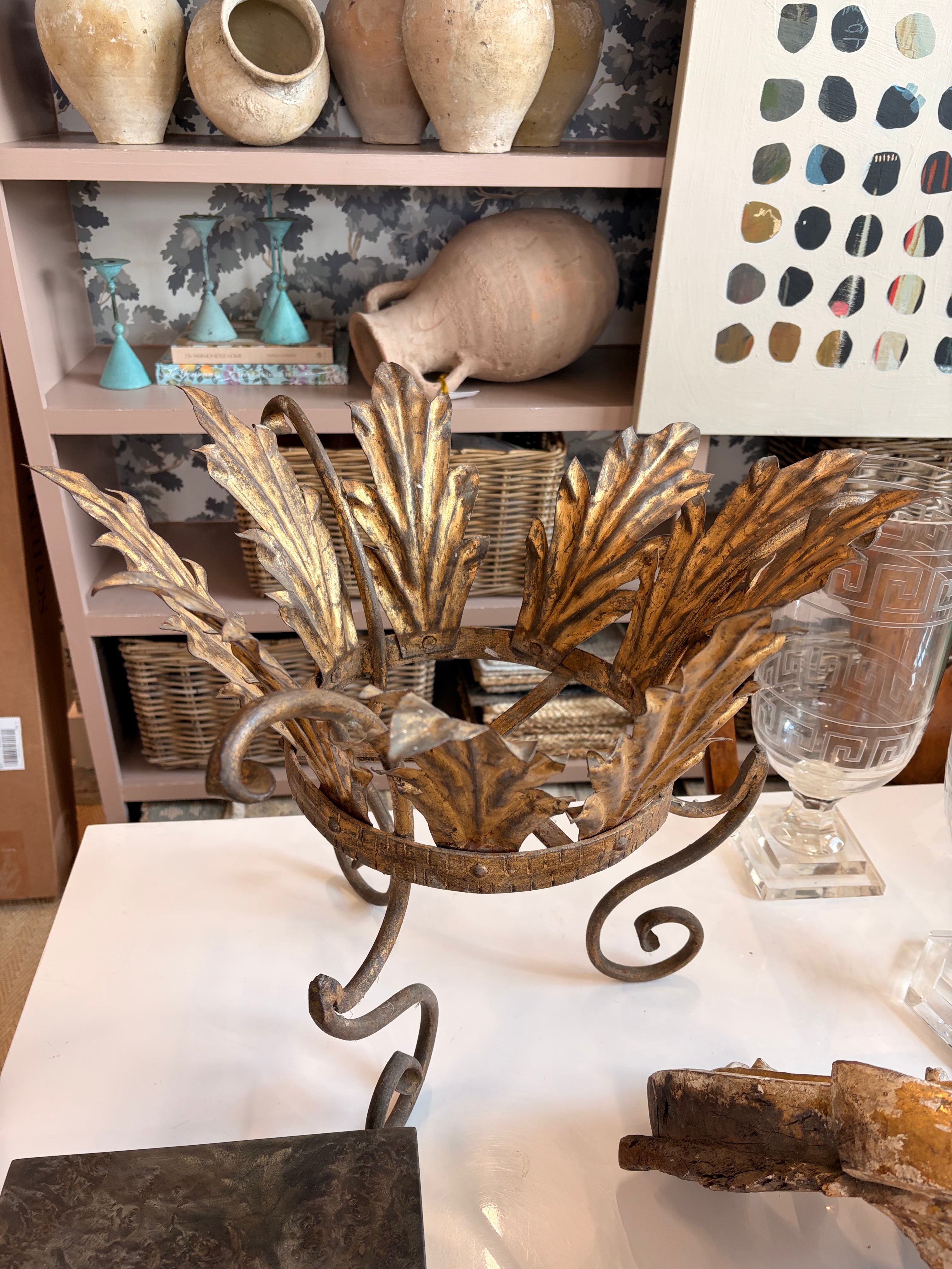 Gold Leaf Metal Planter