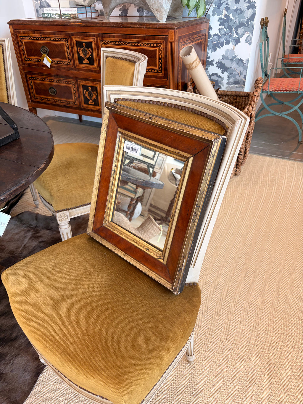 Small Burl Wood Mirror with Gilded Trim