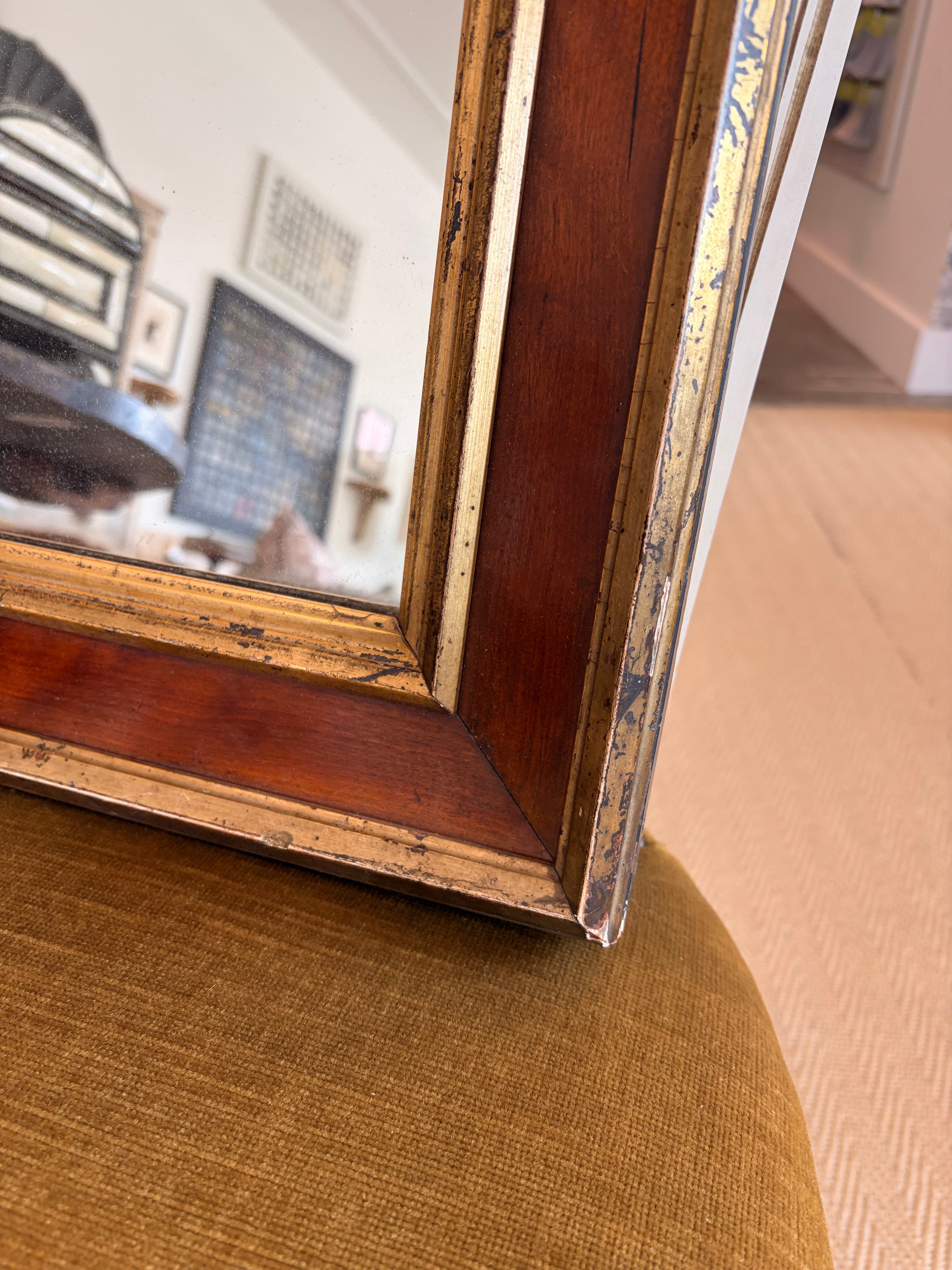 Small Burl Wood Mirror with Gilded Trim