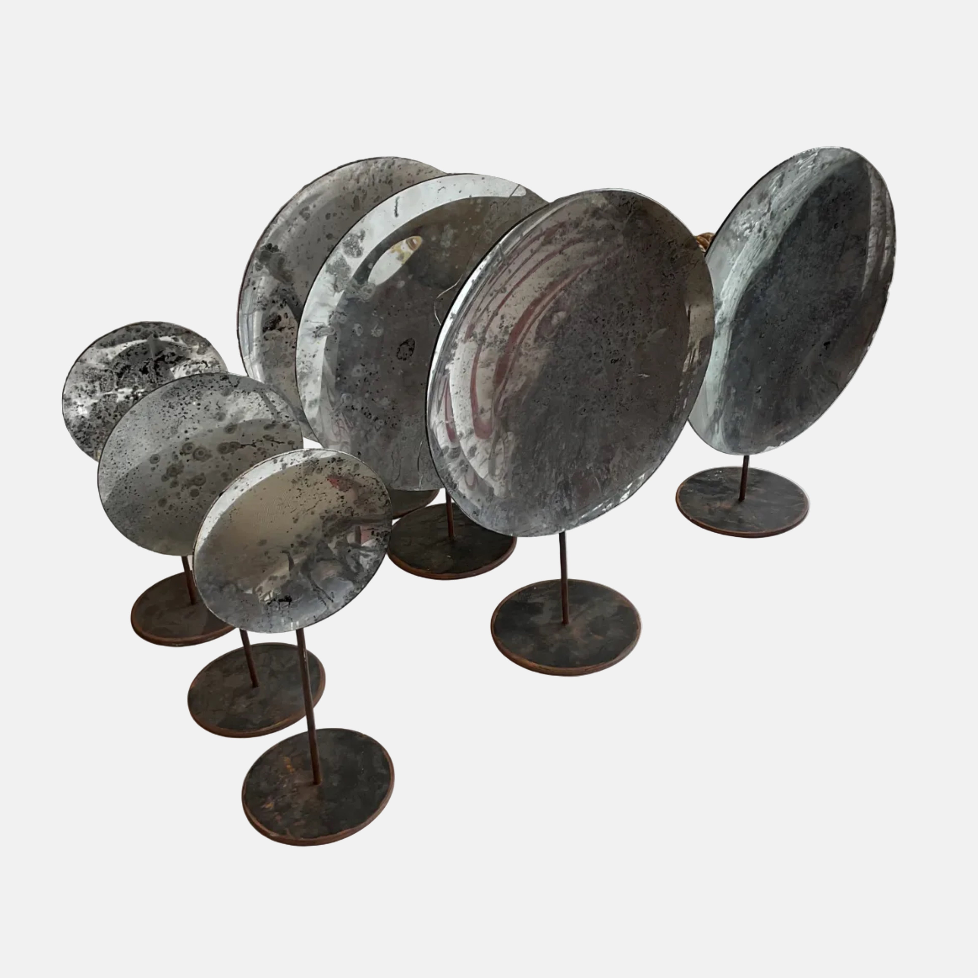 Round Metal Reflectors on Iron Stands