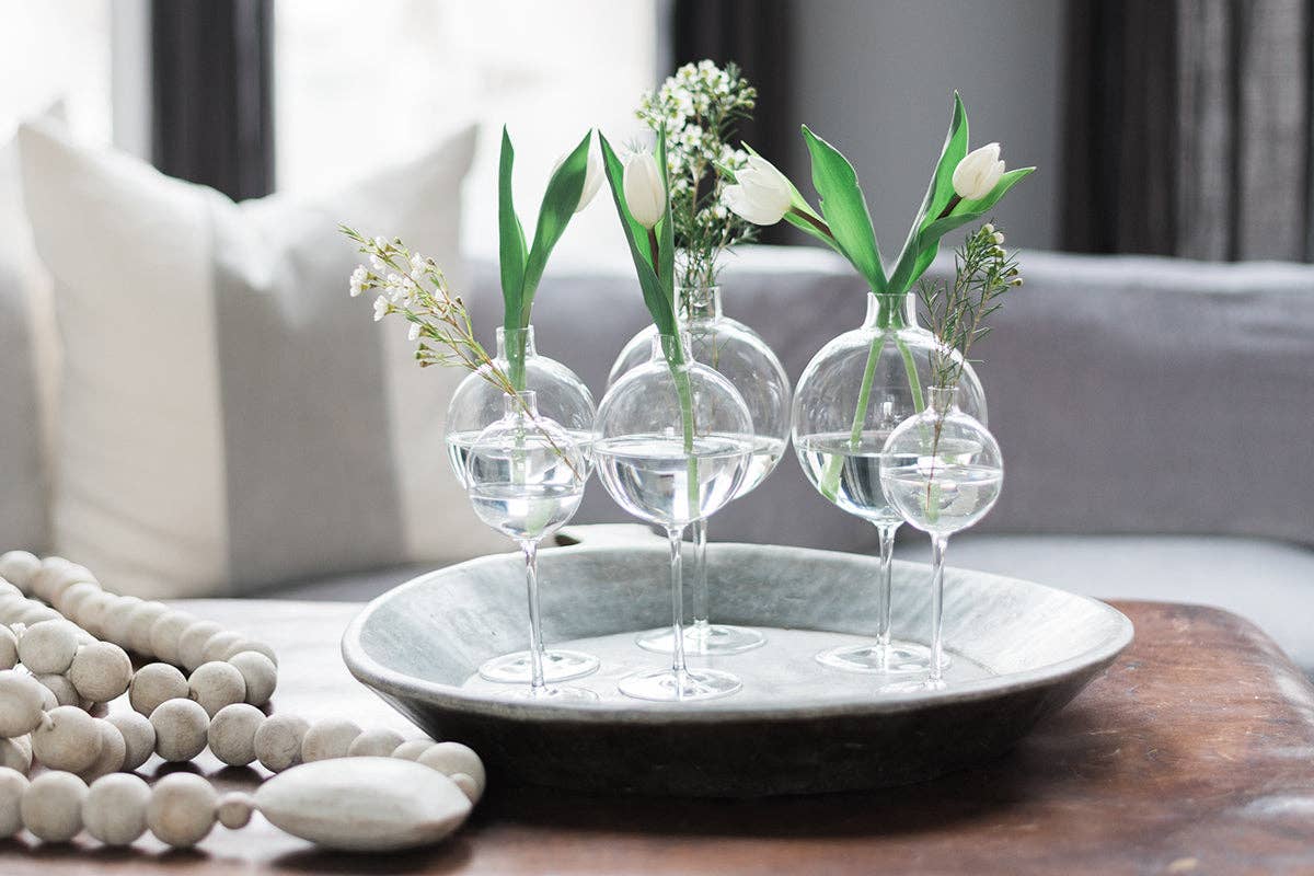 Clear Wine Glass Shaped Flower Vase, Large