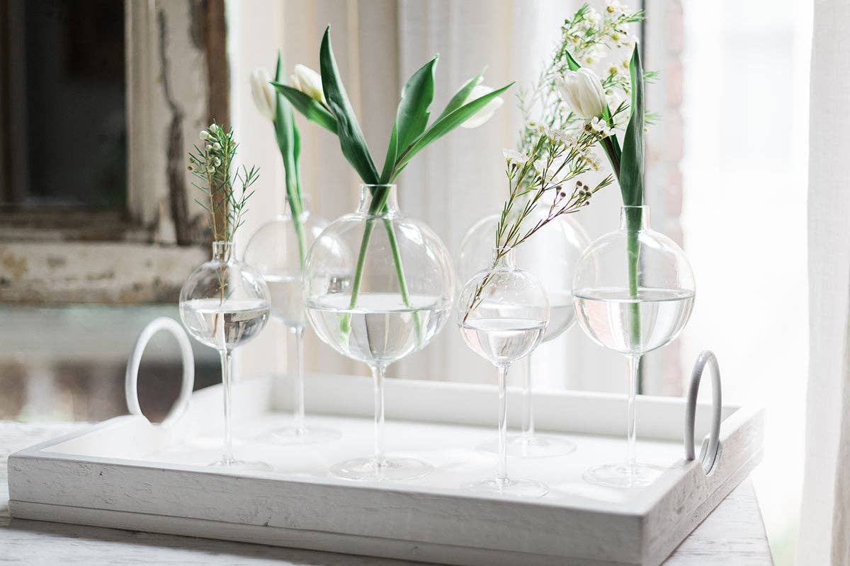 Clear Wine Glass Shaped Flower Vase, Large