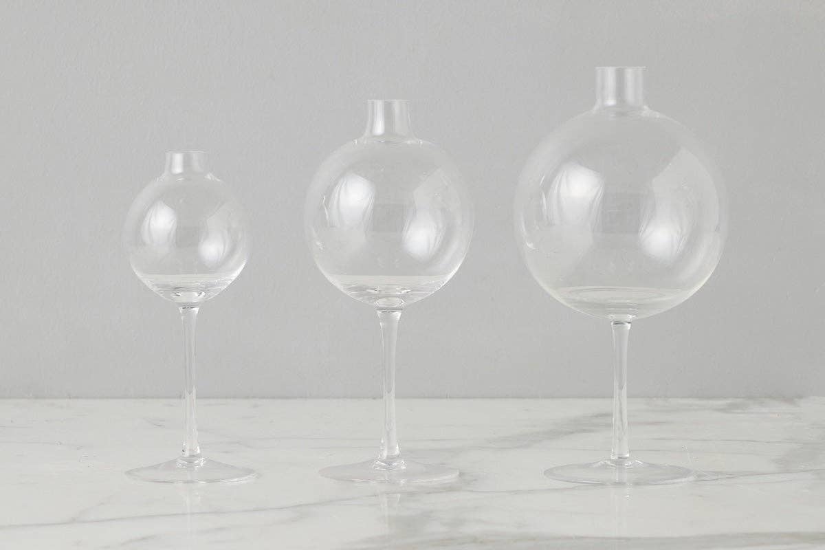 Clear Wine Glass Shaped Flower Vase, Large